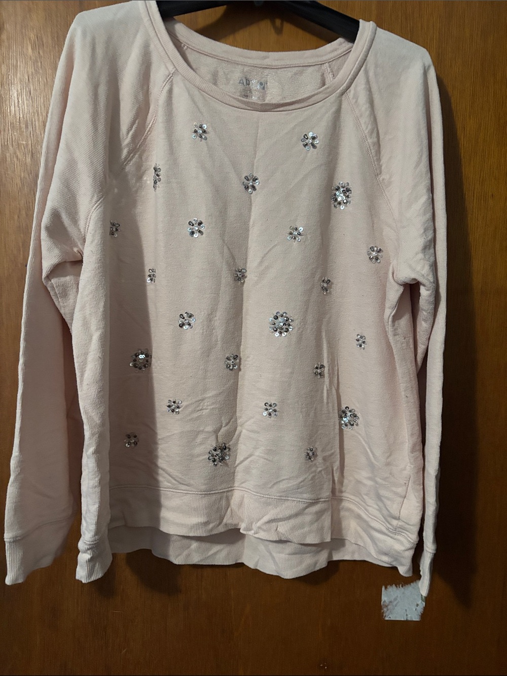 Apt. 9 Light Pink Sequin Floral Pullover Sweatshirt